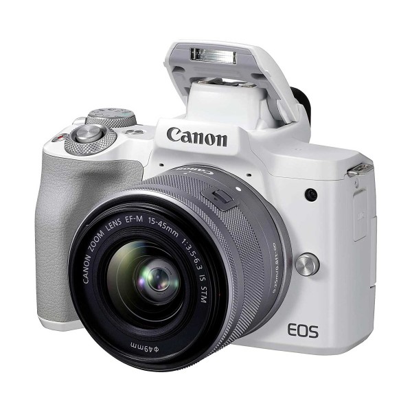 Canon eos m50 mark ii white + objetivo zoom ef-m15-45mm f/3.5-6.3 is stm / cámara reflex digital